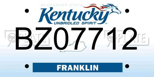 BZ07712 Kentucky License Plate
