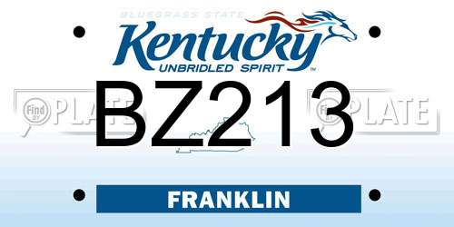 BZ213 Kentucky License Plate
