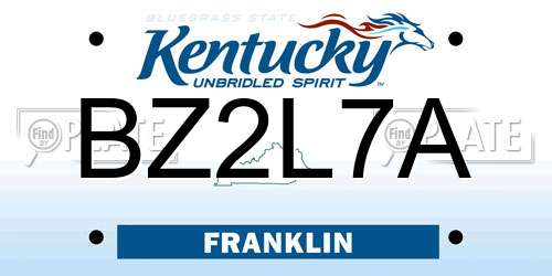 BZ2L7A Kentucky License Plate