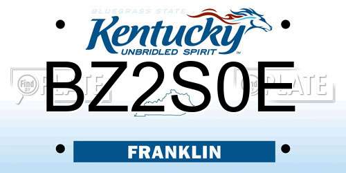 BZ2S0E Kentucky License Plate