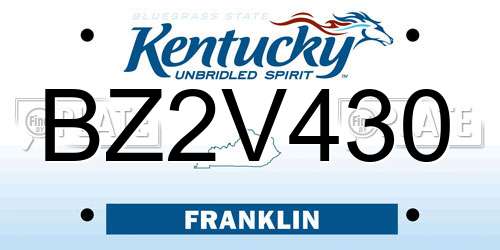 BZ2V430 Kentucky License Plate