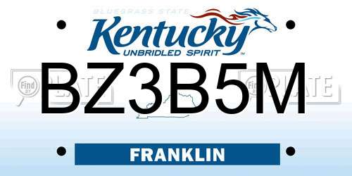 BZ3B5M Kentucky License Plate