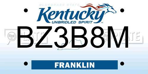 BZ3B8M Kentucky License Plate