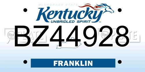 BZ44928 Kentucky License Plate