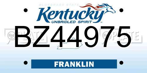 BZ44975 Kentucky License Plate