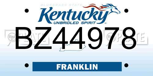 BZ44978 Kentucky License Plate