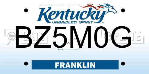 BZ5M0G Kentucky License Plate