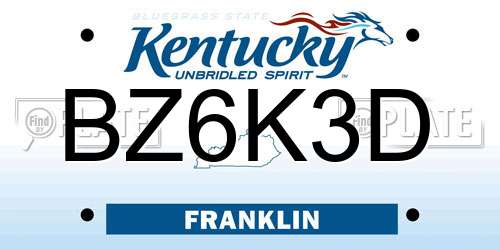 BZ6K3D Kentucky License Plate