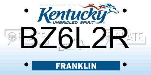 BZ6L2R Kentucky License Plate