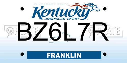 BZ6L7R Kentucky License Plate