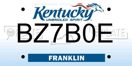 BZ7B0E Kentucky License Plate
