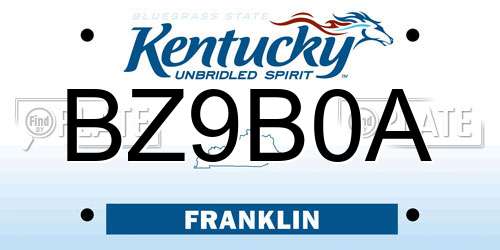 BZ9B0A Kentucky License Plate
