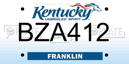BZA412 Kentucky License Plate
