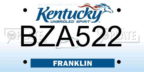 BZA522 Kentucky License Plate