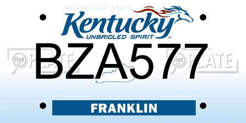BZA577 Kentucky License Plate