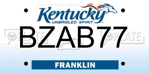 BZAB77 Kentucky License Plate