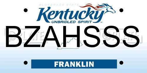 BZAHSSS Kentucky License Plate