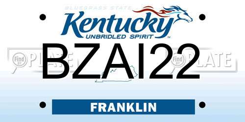 BZAI22 Kentucky License Plate