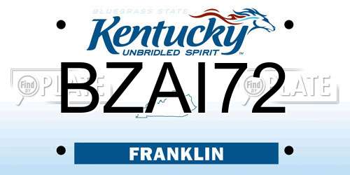 BZAI72 Kentucky License Plate