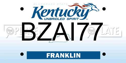 BZAI77 Kentucky License Plate