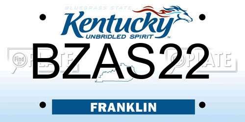 BZAS22 Kentucky License Plate