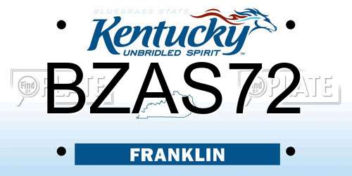 BZAS72 Kentucky License Plate