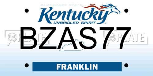 BZAS77 Kentucky License Plate