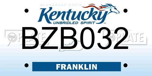BZB032 Kentucky License Plate