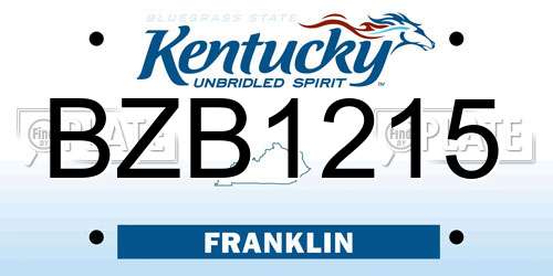 BZB1215 Kentucky License Plate