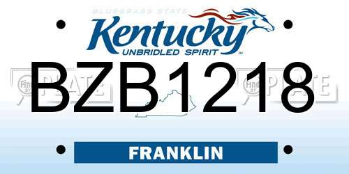 BZB1218 Kentucky License Plate