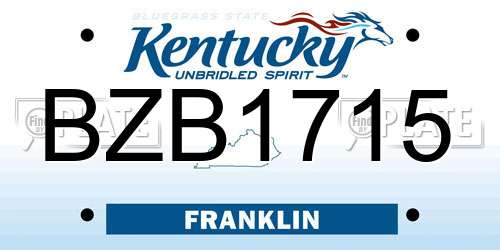BZB1715 Kentucky License Plate