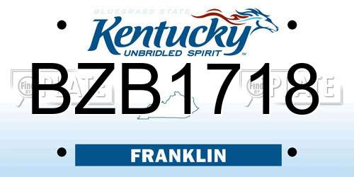 BZB1718 Kentucky License Plate