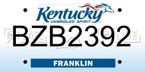 BZB2392 Kentucky License Plate