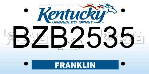 BZB2535 Kentucky License Plate