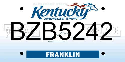 BZB5242 Kentucky License Plate