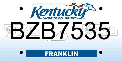 BZB7535 Kentucky License Plate