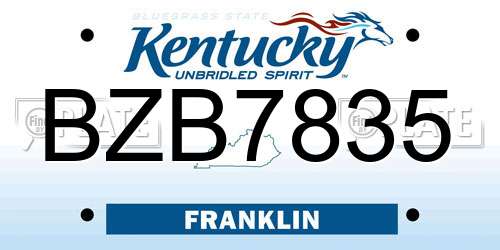 BZB7835 Kentucky License Plate