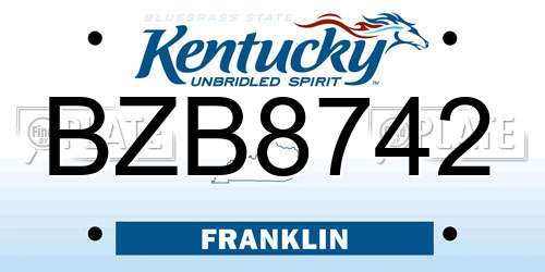 BZB8742 Kentucky License Plate
