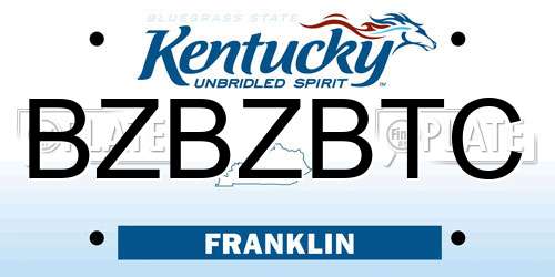 BZBZBTC Kentucky License Plate