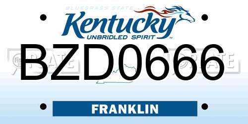 BZD0666 Kentucky License Plate