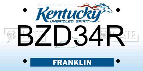 BZD34R Kentucky License Plate
