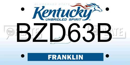 BZD63B Kentucky License Plate