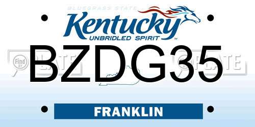 BZDG35 Kentucky License Plate