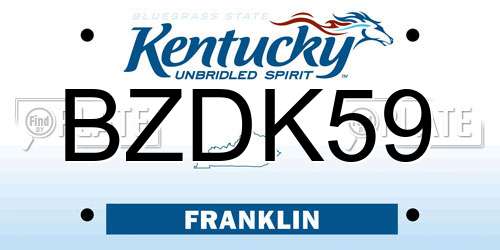BZDK59 Kentucky License Plate