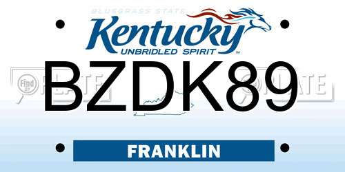 BZDK89 Kentucky License Plate
