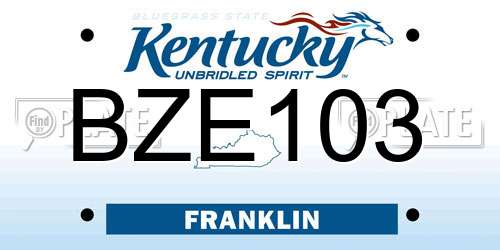 BZE103 Kentucky License Plate