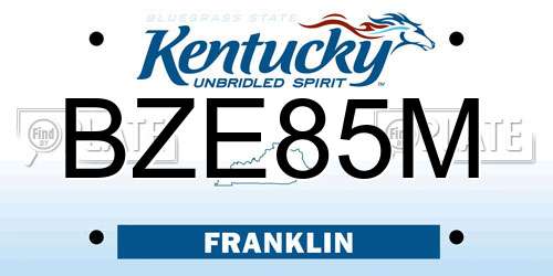 BZE85M Kentucky License Plate