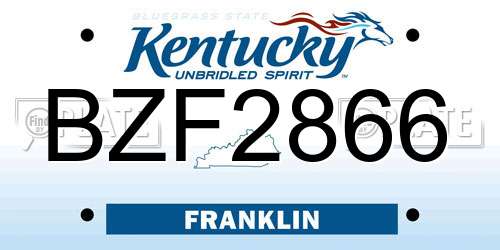 BZF2866 Kentucky License Plate