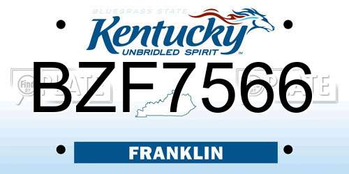 BZF7566 Kentucky License Plate