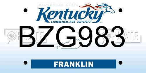 BZG983 Kentucky License Plate